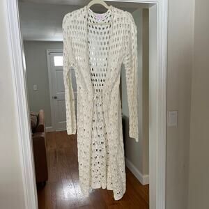 PINK LILY Crochet Long Sweater, 100% Cotton, XL